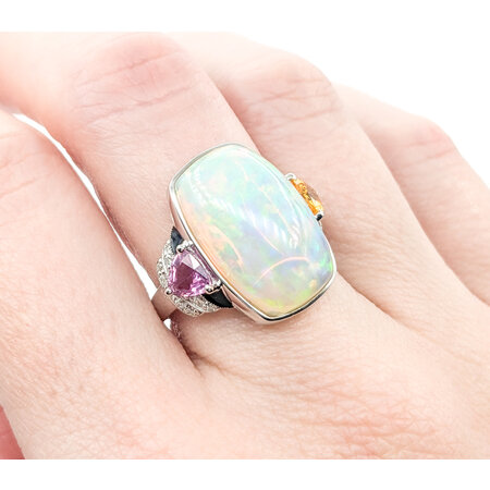 Ring .16ctw Round Diamonds 8.70ct Opal 1.0ctw Multi-Color Sapphires Platinum sz7 224060177