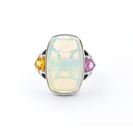 Ring .16ctw Round Diamonds 8.70ct Opal 1.0ctw Multi-Color Sapphires Platinum sz7 224060177