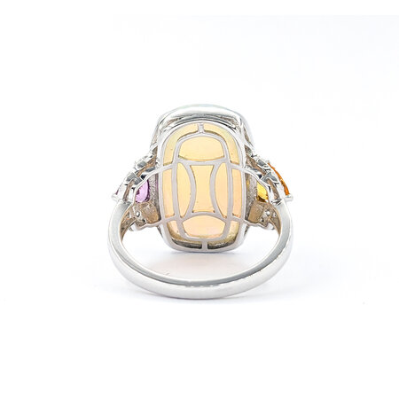 Ring .16ctw Round Diamonds 8.70ct Opal 1.0ctw Multi-Color Sapphires Platinum sz7 224060177