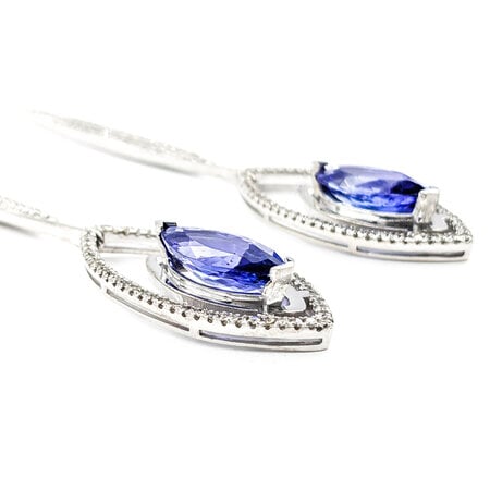 Earrings Dangle .85ctw Round Diamonds Friction Back 11.45ctw Tanzanites 35.5x10.5mm Platinum 224064161