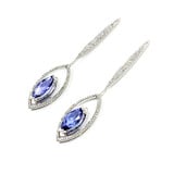  Earrings Dangle .85ctw Round Diamonds Friction Back 11.45ctw Tanzanites 35.5x10.5mm Platinum 224064161