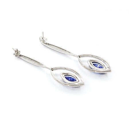 Earrings Dangle .85ctw Round Diamonds Friction Back 11.45ctw Tanzanites 35.5x10.5mm Platinum 224064161