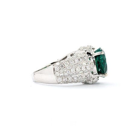 Ring Pave 1.91ctw Round Diamonds 4.92ct Emerald 14kw sz7 224060181