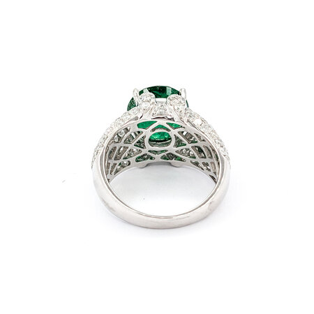 Ring Pave 1.91ctw Round Diamonds 4.92ct Emerald 14kw sz7 224060181