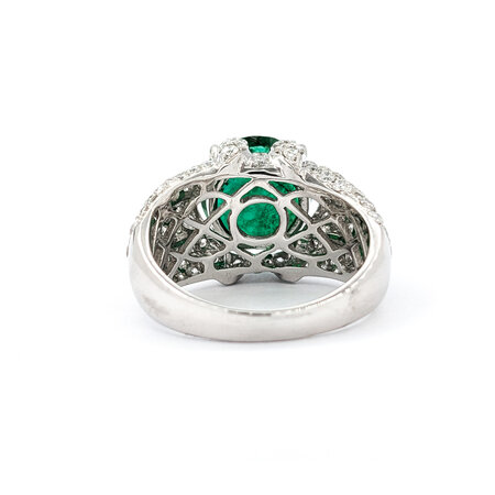 Ring Pave 1.91ctw Round Diamonds 4.92ct Emerald 14kw sz7 224060181