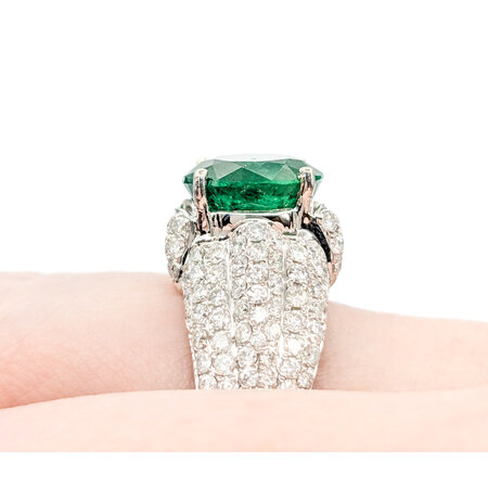 Ring Pave 1.91ctw Round Diamonds 4.92ct Emerald 14kw sz7 224060181