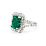  Ring Double Halo 1.10ctw Round Diamonds 3.64ct Emerald Platinum sz7 224060191