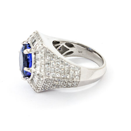 Ring Hexegon 1.82ctw Round/Baguette Diamonds 6.45ct Tanzanite 14kw sz6.75 224060166