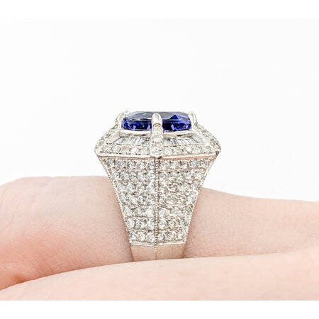 Ring Hexegon 1.82ctw Round/Baguette Diamonds 6.45ct Tanzanite 14kw sz6.75 224060166