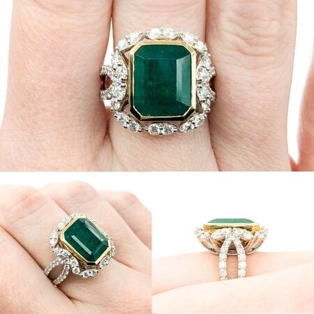 Ring 1.16ctw Round Diamonds 5.40ct Emerald 18kw sz6.5 224060179