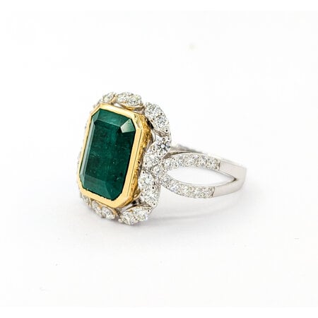 Ring 1.16ctw Round Diamonds 5.40ct Emerald 18kw sz6.5 224060179