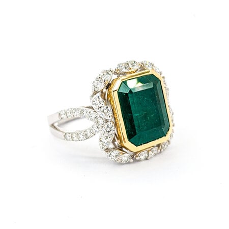 Ring 1.16ctw Round Diamonds 5.40ct Emerald 18kw sz6.5 224060179