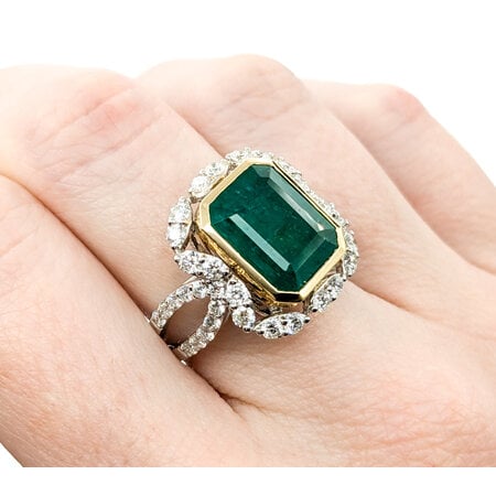 Ring 1.16ctw Round Diamonds 5.40ct Emerald 18kw sz6.5 224060179