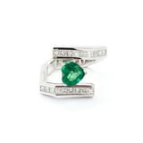  Ring Geometric Shank .90ctw Princess Diamonds 1.29ct Emerald Platinum sz6.5 224060186