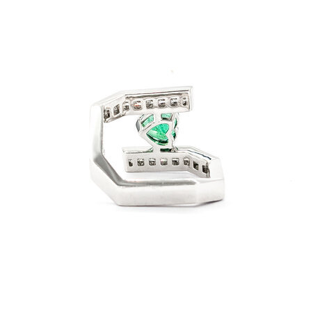 Ring Geometric Shank .90ctw Princess Diamonds 1.29ct Emerald Platinum sz6.5 224060186