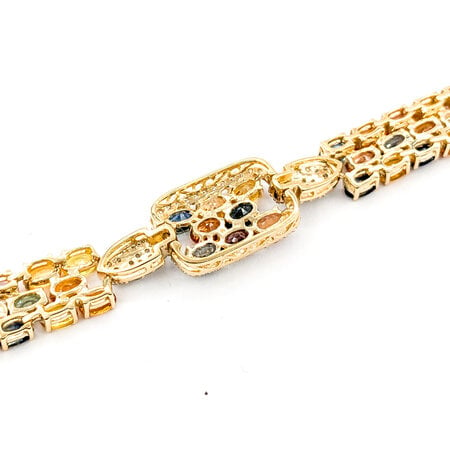 Bracelet 1.44ctw Round Diamonds 21.43ctw Multi Color Sapphires 14ky 7" 12.5mm 224063254