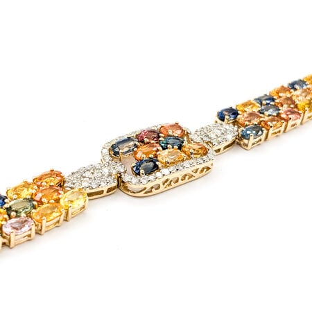 Bracelet 1.44ctw Round Diamonds 21.43ctw Multi Color Sapphires 14ky 7" 12.5mm 224063254