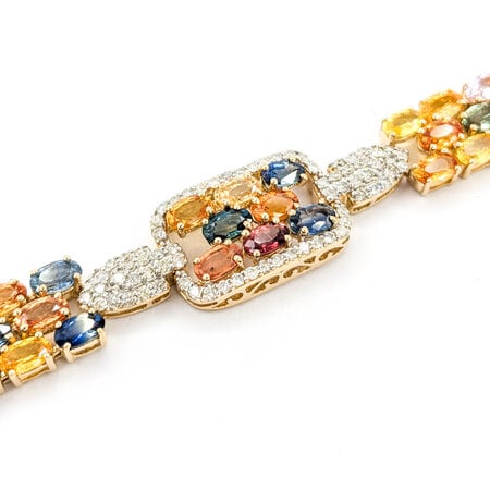 Bracelet 1.44ctw Round Diamonds 21.43ctw Multi Color Sapphires 14ky 7" 12.5mm 224063254