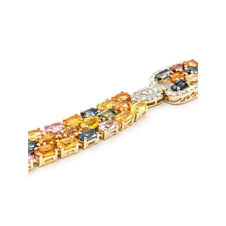 Bracelet 1.44ctw Round Diamonds 21.43ctw Multi Color Sapphires 14ky 7" 12.5mm 224063254