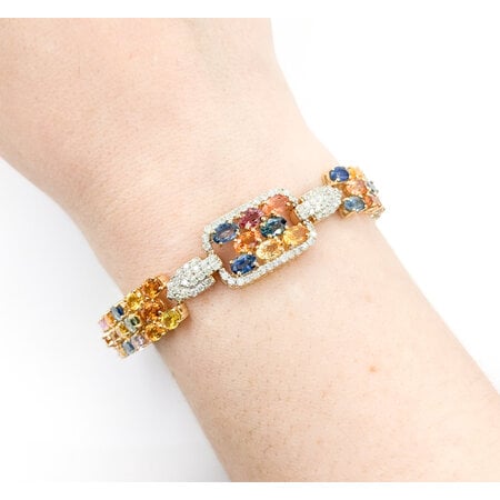 Bracelet 1.44ctw Round Diamonds 21.43ctw Multi Color Sapphires 14ky 7" 12.5mm 224063254