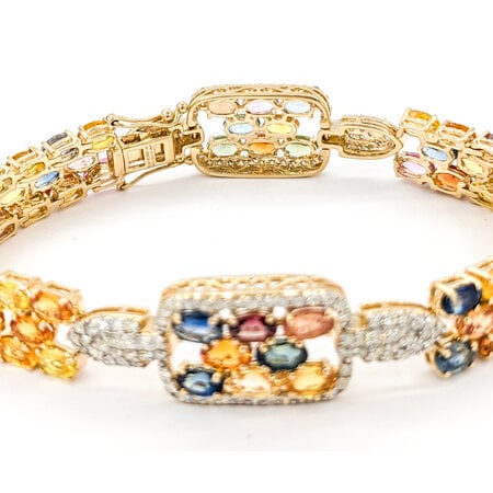 Bracelet 1.44ctw Round Diamonds 21.43ctw Multi Color Sapphires 14ky 7" 12.5mm 224063254