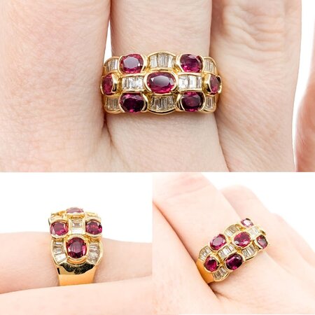 Ring .74ctw Round/Baguette Diamonds 1.74ctw Rubies 18ky sz7 224060174