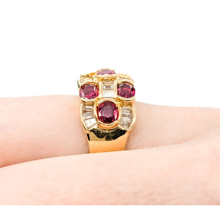 Ring .74ctw Round/Baguette Diamonds 1.74ctw Rubies 18ky sz7 224060174