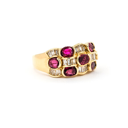 Ring .74ctw Round/Baguette Diamonds 1.74ctw Rubies 18ky sz7 224060174