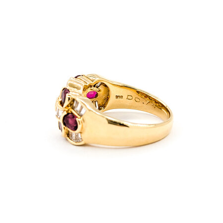 Ring .74ctw Round/Baguette Diamonds 1.74ctw Rubies 18ky sz7 224060174