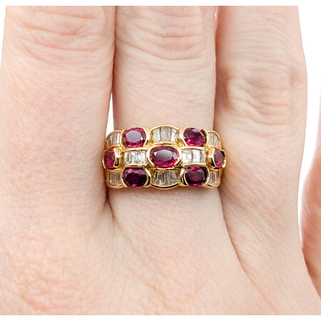 Ring .74ctw Round/Baguette Diamonds 1.74ctw Rubies 18ky sz7 224060174