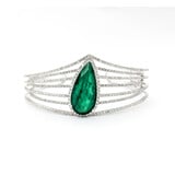  Bracelet Hinged Cuff 4.89ctw Round Diamonds 8.87ct Emerald 14kw 7 Row Halo 7.5" 28mm 224063253