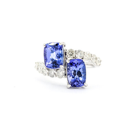 Ring Toi et Moi .66ctw Round Diamonds 2.75ctw Tanzanite Platinum sz7 224060172