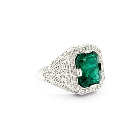 Ring .80ctw Round Diamonds 3.31ct Emerald Platinum sz7 224060184