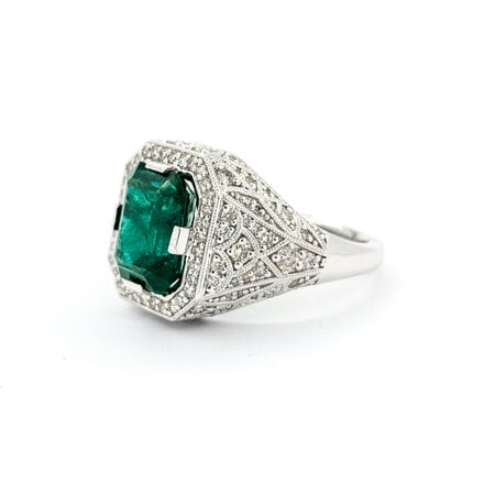 Ring .80ctw Round Diamonds 3.31ct Emerald Platinum sz7 224060184