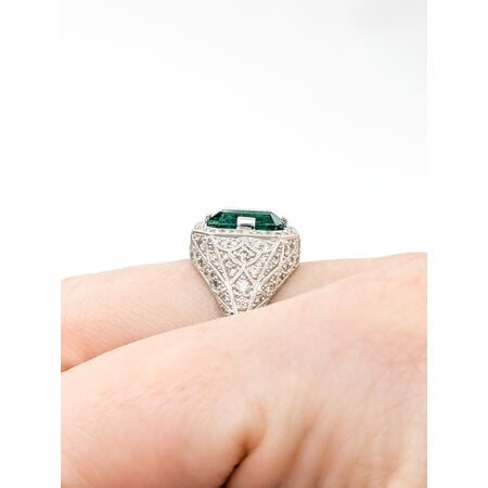 Ring .80ctw Round Diamonds 3.31ct Emerald Platinum sz7 224060184