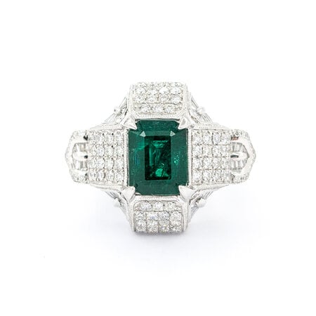 Ring 2.29ctw Round/Baguette Diamonds 3.35ct GIA Emerald Platinum sz7 224060167