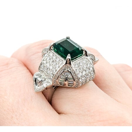 Ring 2.29ctw Round/Baguette Diamonds 3.35ct GIA Emerald Platinum sz7 224060167