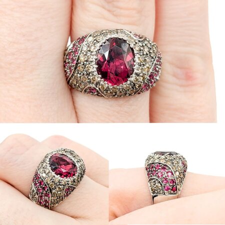 Ring Sonia B. 1.00ctw Round Diamonds 2.00ctw Pink Tourmaline .75ctw Pink Spinel 14kw sz6 13mm 124060168