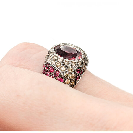 Ring Sonia B. 1.00ctw Round Diamonds 2.00ctw Pink Tourmaline .75ctw Pink Spinel 14kw sz6 13mm 124060168