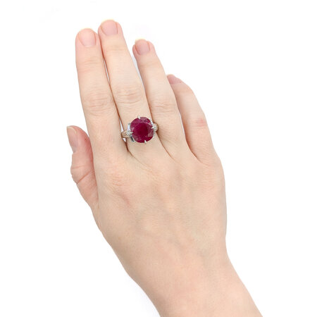 Ring .36ctw Round/Baguette Diamonds 8.94ct GIA Ruby Platinum sz7 224060168