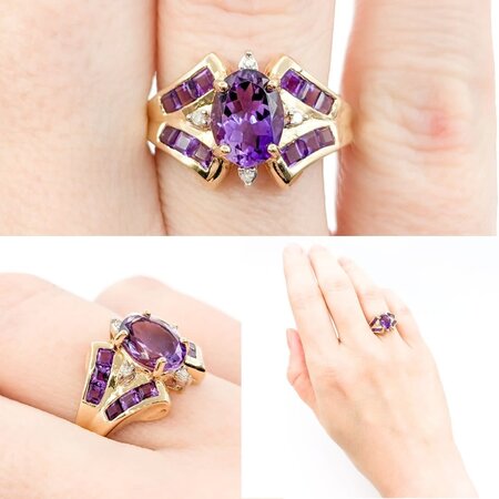 Ring .02ctw Round Diamonds 1.30ctw Amethyst 14ky sz6.5 224060195