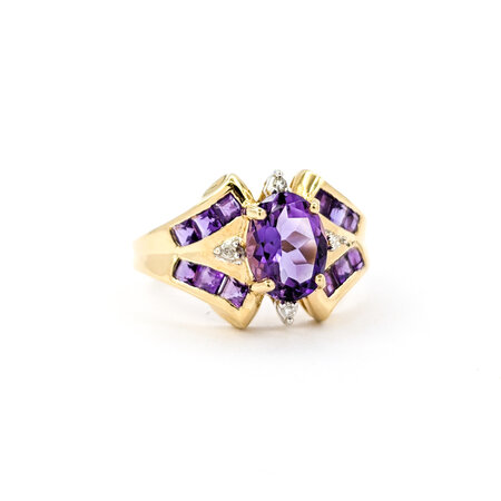 Ring .02ctw Round Diamonds 1.30ctw Amethyst 14ky sz6.5 224060195