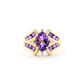  Ring .02ctw Round Diamonds 1.30ctw Amethyst 14ky sz6.5 224060195