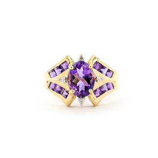 Ring .02ctw Round Diamonds 1.30ctw Amethyst 14ky sz6.5 224060195