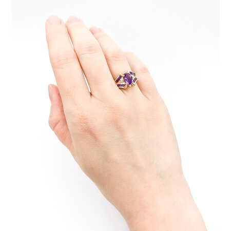 Ring .02ctw Round Diamonds 1.30ctw Amethyst 14ky sz6.5 224060195