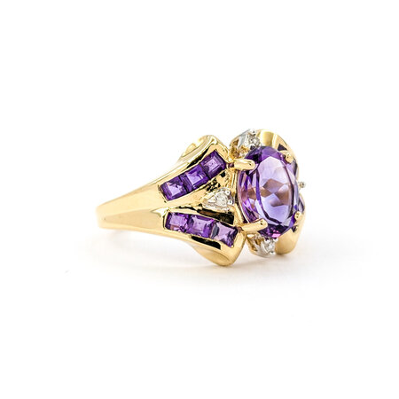 Ring .02ctw Round Diamonds 1.30ctw Amethyst 14ky sz6.5 224060195