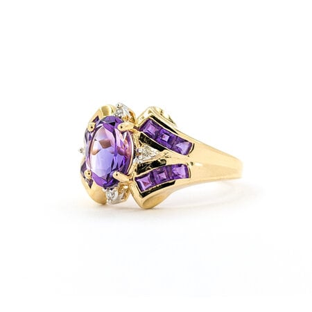 Ring .02ctw Round Diamonds 1.30ctw Amethyst 14ky sz6.5 224060195