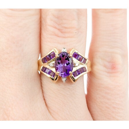 Ring .02ctw Round Diamonds 1.30ctw Amethyst 14ky sz6.5 224060195