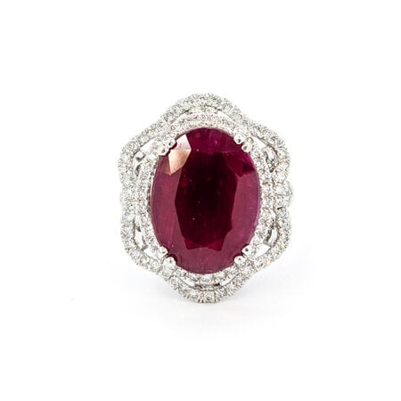 Ring 1.56ctw Round Diamonds 9.97ct Unheated GIA Burmese Ruby Platinum sz7 224060185