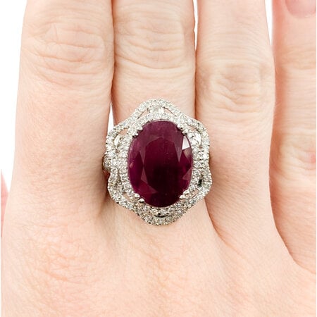 Ring 1.56ctw Round Diamonds 9.97ct Unheated GIA Burmese Ruby Platinum sz7 224060185